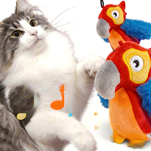 Juguete para Mascotas, Pájaro de Simulación con Control Remoto <span class=keywords><strong>El</strong></span>éctrico, Recargable, con Alas Móviles y Sonidos, de Franela, USB, Tipo Loro, para Ejercicio - Product Image 2