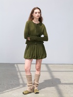 Mini-jupe en cachemire pur tricoté pour femme, taille naturelle, plissée, vintage, écologique, chaude, douce, élégante et luxueuse pour l'hiver