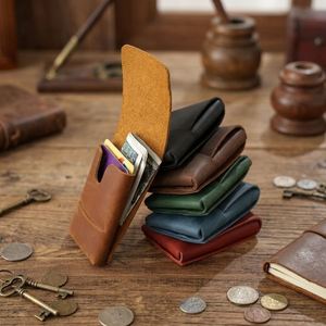 New Handmade Cowhide Card Holder <b>Creative</b> Fashionable Coin Purse European-style Modern Crazy-horse Leather Card Welcome <b>Gifts</b> - Product Image 1