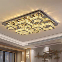 Décoration d'intérieur, luminaire de plafond fantaisie, rectangulaire, à montage en surface, lustre LED, commande par interrupteur, lampe de plafond en cristal