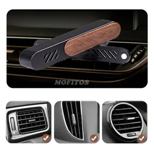 MOFITOS Custom Luxury Solid Metal Aluminum Car Air Freshener Diffuser Auto Wood Car Perfume Vent Clip