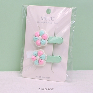 Süße Blumen-Haarspange 2-teilig Cremefarbene Mädchen-Haarnadel 5cm Kunststoff- und Harz-Entenschnabel-Clip für Kinder - Product Image 2