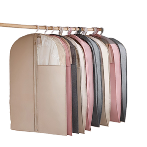 Black Front Opening Thickened Dustproof Water Resistant Garment Bag Zipper Closure 15L Capacity <b>for</b> Suit Clothes Travel <b>Wardrobe</b> - Product Image 2