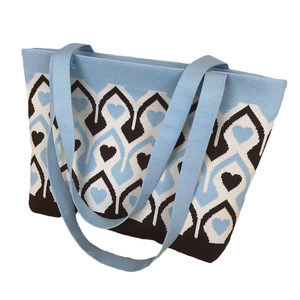 Bolso de compras Landfond nuevo, tejido, informal, con cierre abierto, dos <span class=keywords><strong>asas</strong></span>, gran capacidad, bolso de ganchillo <span class=keywords><strong>para</strong></span> mujer, poliéster - Product Image 1
