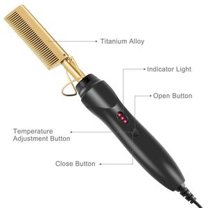 <strong>Cheap</strong> Electric Hot Heating Comb New Style Multi-Function Hair Straightener Curler Wet Dry Use Hair Detangler Brush Comb - Product Image 1