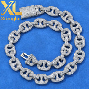 Hot Selling Fashion Jewelry 12mm <b>Iced</b> <b>Out</b> Zircon Chunky Gold Plated Baguette Cuban Link <b>Chain</b> Necklace - Product Image 1