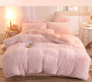 4ピースセットロングぬいぐるみシャギー羽毛布団カバーセット高級ウルトラソフトクリスタルベルベット寝具セット女の子用 - Product Image 4