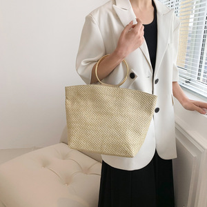 2025 Women's Braided Handbag Single Strap French Simple Ring <b>Large</b> Capacity Fashion <b>Bag</b> New Year's New Style <b>Zip</b> Two Ladies - Product Image 6