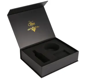 Grosir kotak kemasan karton kotak kertas logo kustom hitam besar kotak hadiah kertas magnetik mewah dengan magnet
