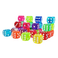 Jeu de dés à 6 faces en acrylique transparent de 16 mm, dés carrés multicolores avec sac de rangement, accessoires pour jeux de société, casino et fêtes