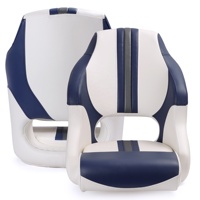 Banc pliable de luxe pour bateau marin, dégagement de siège de bateau pour 2 personnes, chaise double, blanc avec coutures bleu foncé