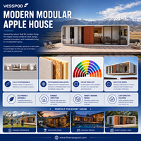 Capsule spatiale moderne et portable de luxe Cabine Apple modulaire préfabriquée Maison en conteneur pour villa ou capsule hôtel en acier