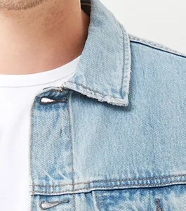 Casaco jeans rasgado slim fit masculino, jaqueta jeans de manga longa para homens, atacado, 2023