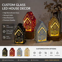 Ornement Lumineux LED en Verre Borosilicate Motif Fenêtre Lichthaus Blanc Chaud Décoration Nuit Vente en Gros Fabricant OEM Coffret Cadeau