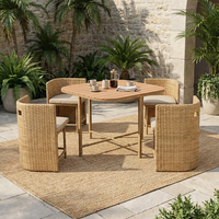 Modernes 4-Sitzer Stahlrahmen PE-Rattan Nesting Essgruppen-Set Platzsparende Outdoor-Essmöbel für Kompakte Balkone & Gärten