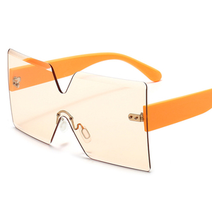 DOISYER 2021 Lunettes de soleil carrées surdimensionnées personnalisées pour femmes, style PC tendance, grandes montures sans bordure, jaunes, violettes, bleues, grises - Product Image 5