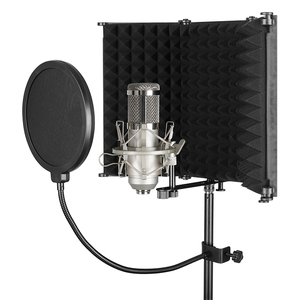 Filtro Anti-Pop per <span class=keywords><strong>Microfono</strong></span> a 3 Porte di Alta Qualità, Copertura in Schiuma Nera con Design Personalizzabile per Registrazione in Studio e Schermo di Isolamento - Product Image 1