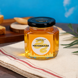 Nhà Máy Giá Lục Giác Lọ Thủy Tinh 180Ml Mật Ong Mứt <span class=keywords><strong>Jar</strong></span> Dưa Chua Nước Sốt Ớt Chai Với Nắp Bằng Gỗ - Product Image 2