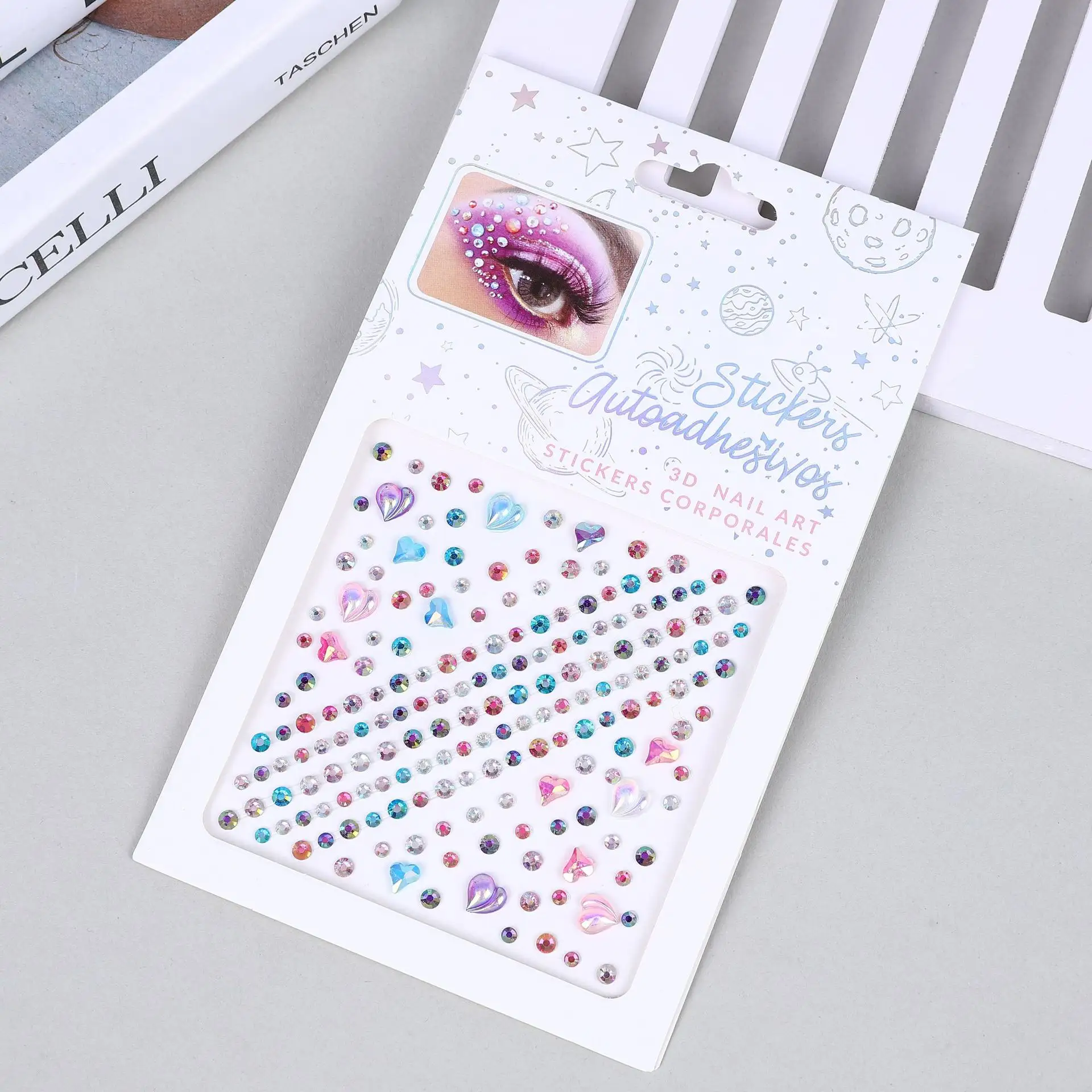 DIY Makeup Art Haar Diamanten Stick On Face Gems Kleber Strass Gesicht Juwelen Aufkleber