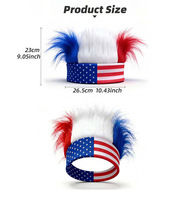 HLC Bandeau de supporter avec perruque motif drapeau national, accessoire capillaire pour la Fête de l'Indépendance et les événements sportifs mondiaux 2026
