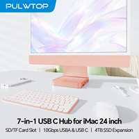 PULWTOP USB Hub untuk I-Mac M1/M3 dengan USB C 10Gbps 3*USB a SD/TF, Mendukung Ekspansi M.2 SSD Maks 4TB (Tidak Termasuk), Oranye