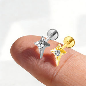 YS G23 チタン製サンラブレットピアス デイス リップスタッド フラットバック 高級ジュエリー 金メッキ イヤリング 軟骨 トラガス ヘリックスリング - Product Image 4