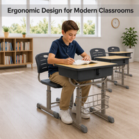 Chaise de bureau polyvalente pour étudiant, mobilier scolaire, ensemble chaise et bureau pour salle de classe, cadre réglable