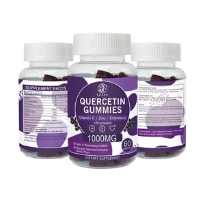 60 gummie bắn thêm sức mạnh 1000mg pha trộn Bromelain Elderberry Kẽm Vitamin C quercetin Gummies