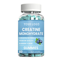 Gummies de créatine monohydrate à marque privée, saveur myrtille, soutien immunitaire naturel, 60 gummies, récupération post-entraînement