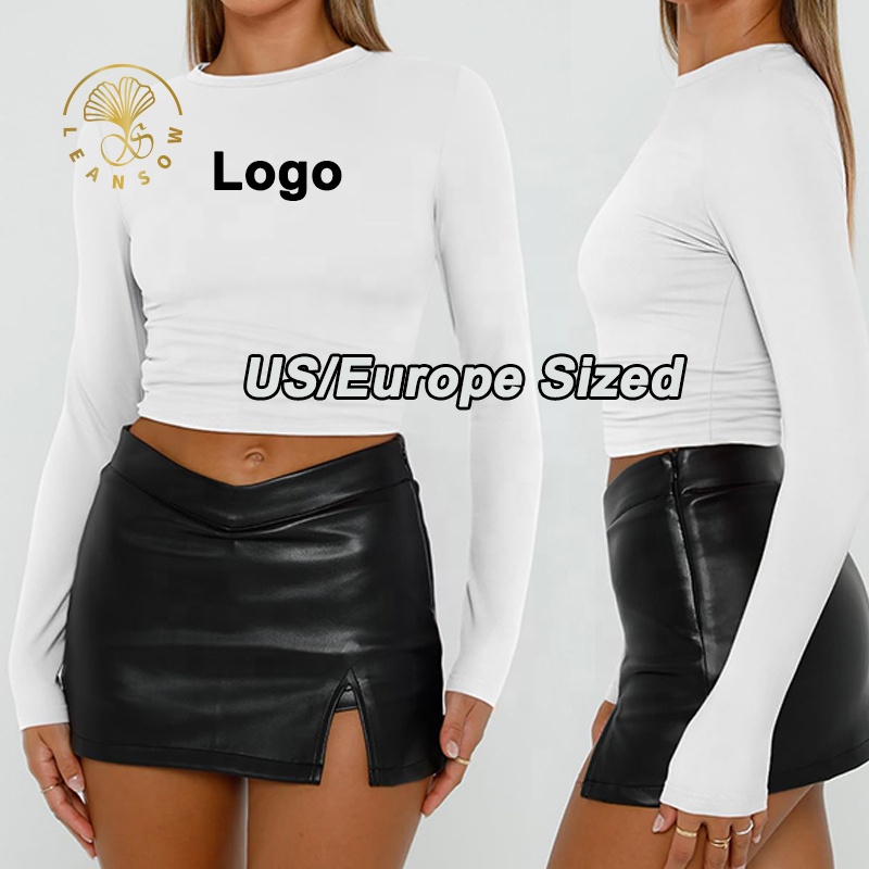 Factory Four Way Stretch Sports Gym Knit Basic Active Tops Casual Wear Slim Fit Customization Cropped Women Long Sleeve t Shirt