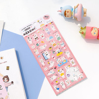 Feuille d'autocollants animaux mignons Nekoni, autocollants esthétiques chat, chien, cochon pour enfants, autocollants originaux pour l'intérêt des enfants