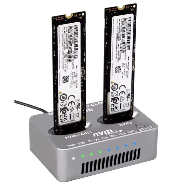 M.2 NVME Solid State Mobile Dual-disk Hard Drive Holder Support SSD M Key Offline Clone M.2 Sata SSD Docking Station