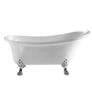 Klasik beyaz parlak banyo küvet akrilik pençe ayak küvet küvetleri