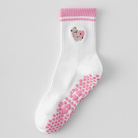 Chaussettes de yoga tricotées à motif animalier pour femme, antidérapantes, mi-mollet, idéales pour le Pilates et le fitness en intérieur