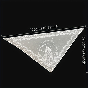 Turbante Musulmán de Color Sólido con la Virgen María, Diadema Floral de Encaje Jacquard, Hiyab con Bordado, Chal Triangular para Accesorios de Boda - Product Image 6