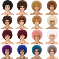 LIANZHU YM067 Perruque synthétique afro bouclée de 10 pouces, coupe bob, sans colle, densité 180%, pour femmes noires, volumineuse, résistante à la chaleur