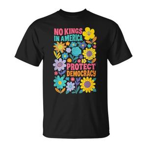 T-shirt retrò floreale anni '70 No Kings In America Protect Democracy - Product Image 1