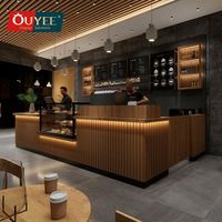 Comptoirs de café modernes Ouyee, design intérieur gratuit, multi-matériaux, taille/couleur personnalisables, garantie de 3 ans, directement de l'usine