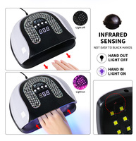 Sèche-ongles LED UV incrusté de diamants, haute puissance, photothérapie avec technologie de détection, en plastique, pour le séchage des ongles