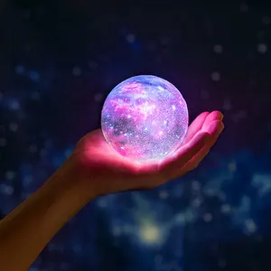 Litwow-luz de noche con impresión 3D de galaxia, lámpara de luna con Control remoto regulable, táctil, recargable, 16 colores, Dropshipping - Product Image 4