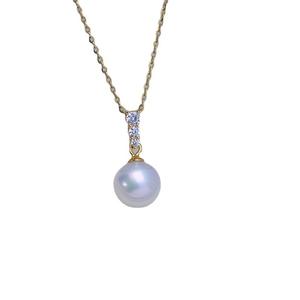 Collar de Perlas Redondas Blancas de Agua Dulce de 9-10 mm, con Luz Intensa, Casi Impecables, con Colgante de Plata S925 y Hoja Escarchada para Mujer - Product Image 5