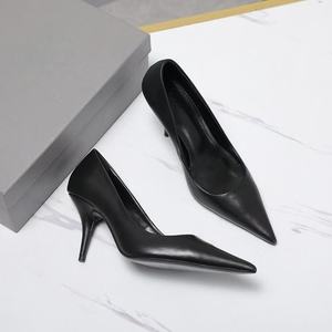 Zapatos de Tacón Alto Sexys de Verano para Mujer, de Cuero Genuino, Tacones de Aguja Blancos, Zapatos de Diseñador Hechos a Mano, Logotipo Personalizado, Punta Negra - Product Image 2