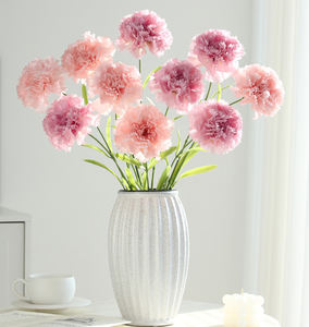 زهور اصطناعية القرنفل أوراق بلاستيكية طويلة الساق القرنفل عيد الأم من الحرير الاصطناعي القرنفل - Product Image 2