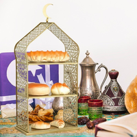 Islamitische Ramadan herbruikbare, populaire tafeldecoratie, fruit- en taartplateau, moskee-vormig ijzeren taart- en dessertstandaard