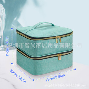 Cosmetic Organizer <b>Case</b> Large Size Textile Zipper Closure Soft Handle Multi Function <b>Makeup</b> Storage Bag - Product Image 3