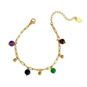 Pulseras de Acero Inoxidable de Lujo Personalizadas, Resistentes al Deslustre y al Agua, al por Mayor, para Mujer, Chapadas en Oro de 14k y 18k, con Dijes - Product Image 5