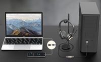 Headset kantor peredam kebisingan Ultra dengan mikrofon dengan panggilan tim, Headphone kantor