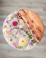 Époxy personnalisé fabriqué à la main de luxe élégant moderne en résine époxy Table de rivière fleur Table basse ronde pour café de jardin