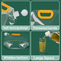 Poche de Rangement d'Eau Pliante en Plastique de 5 L pour Camping, Randonnée, Extérieur, Transparente, avec Poignée, Bec Verseur et Logo Personnalisé