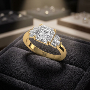 Anillo de Diamante Cultivado en Laboratorio con Corte Esmeralda, Plata de Ley 925, Oro de 9K, 14K, 18K, Elegante Anillo de Compromiso y Joyería Fina para Mujer - Product Image 1